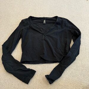 SKIMS Black Long Sleeve Crop Top